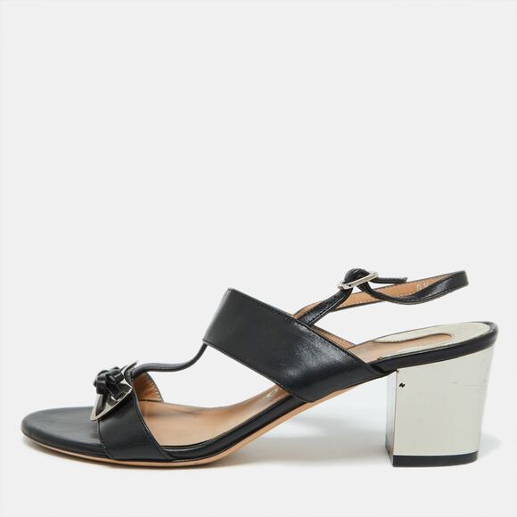 Salvatore Ferragamo Black Leather Bow Strappy Block Heel Sandals Size 37.5,New Products : American Fashion Style Bags On Sale